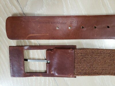 Vintage Rene Lezard Women\'s Cotton Leather Wide Buckle Belt Brown Medium 80 CM Vintage Rene Lezard Women main image 4