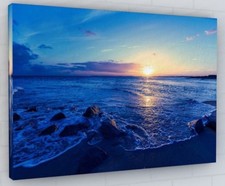 SUNSET SKY BEACH SCENE CANVAS PICTURE WALL ART PRINT LARGE  