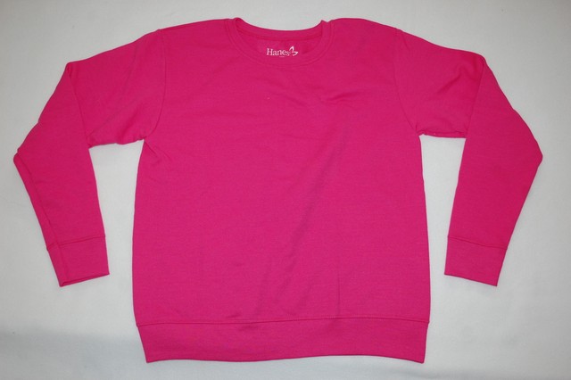 Womens BRIGHT PINK SWEATSHIRT Crew Neck HANES Size M 8-10 | eBay