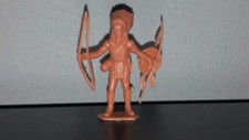 Marx Indian with Spear and Bow. Red-Brown plastic