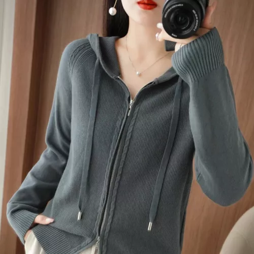 Nuevo suéter 100 % cachemir para mujer cárdigan con capucha abrigo informal - Imagen 6 de 39
