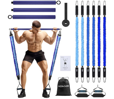 Kit de barra de pilates portátil con bandas de resistencia para hombres y mujere