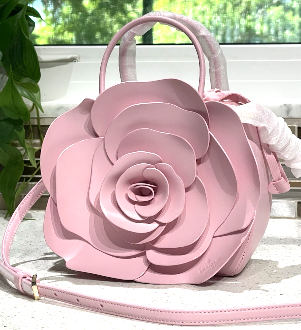 KATE SPADE 3D PINK LEATHER ROSE CROSSBODY BAG FLORA SHOULDER