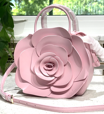 KATE SPADE 3D PINK LEATHER ROSE CROSSBODY BAG FLORA SHOULDER GOLD