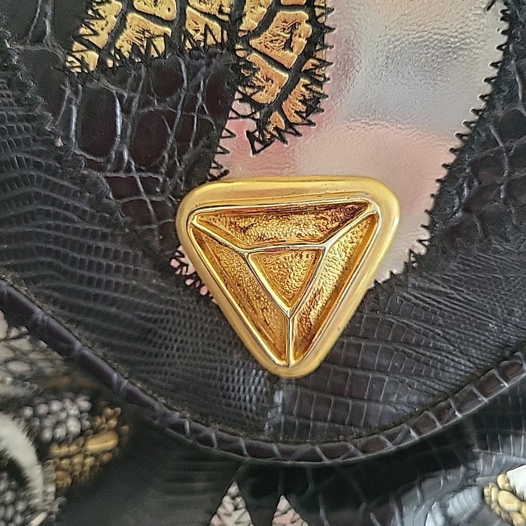 VINTAGE 80s Patchwork Metallic Adjustable Strap P… - image 3