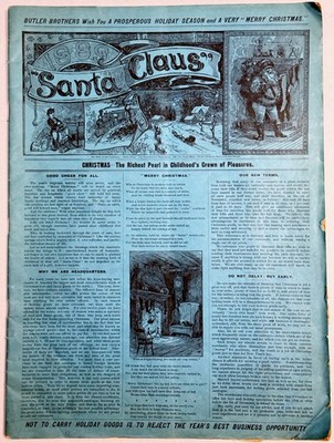 Extremely RARE 1889  SANTA CLAUS  Edition Christmas Catalog   Butler Brothers