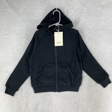 Kyte Kids Hoodie Sz 6 Black Bamboo Viscose Full Zip Fleece Lined Hooded NEW 47