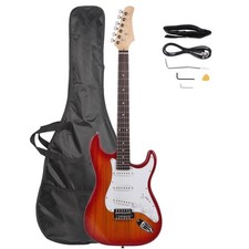 School Band Rose Wood Fingerboard 6 Strings ST Electric Guitar Black With Bag