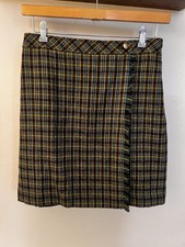 TALBOTS Women s Size 6 Skirt NEW Pencil Mini Green Brown Plaid Wool Blend Fray