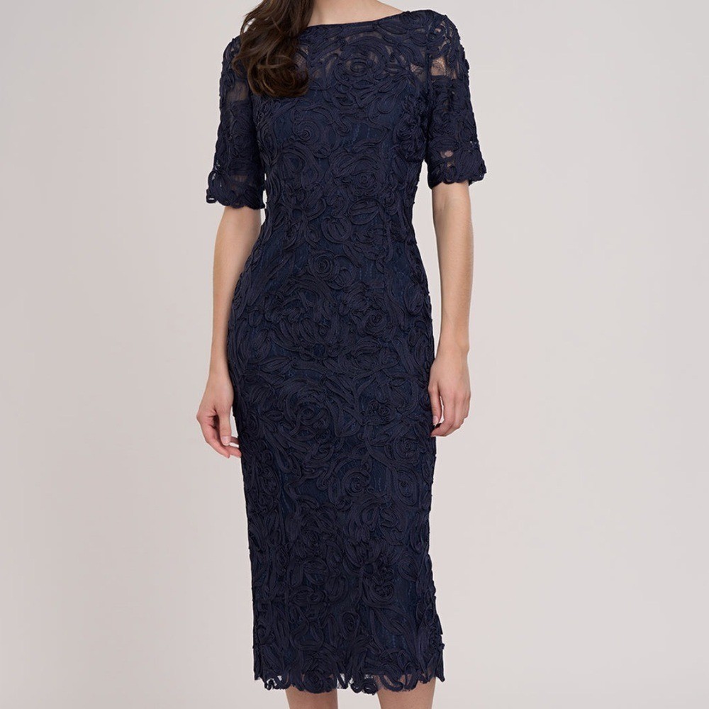 sachin and babi light blue dress Vintage Garnet Lace Long Sleeve A-line Evening Dress main image 0