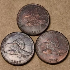 1856/1857/1858 3Pcs Flying Eagle Cent Very Good VG Coin As shown in the figure
