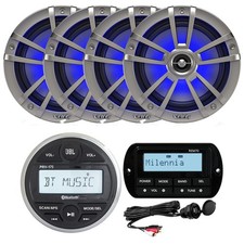 JBL PRV175 Stereo Receiver, 4X 6.5" Marine LED Speakers, AUX/USB Mount, Remote