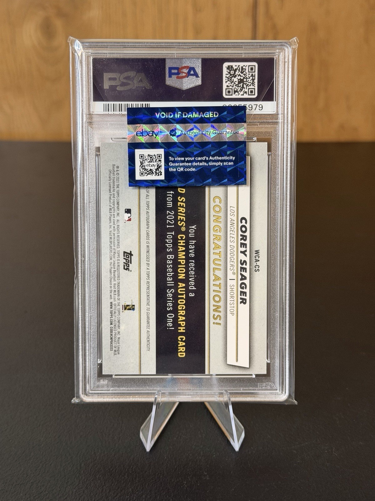 COREY SEAGER 2021 TOPPS DODGERS WORLD SERIES AUTO AUTOGRAPH /25 PSA 10 view 2