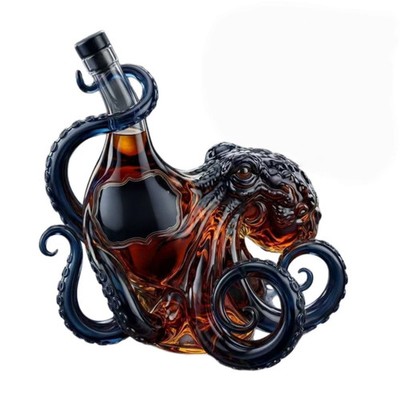 The Kraken Black Spiced Rum Octopus Whiskey Decanter 350ml Decorative Bottle