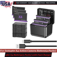360 X4 Battery 2500mAh Fast 3-Channel USB Charger for Insta360 X4 Action Camera