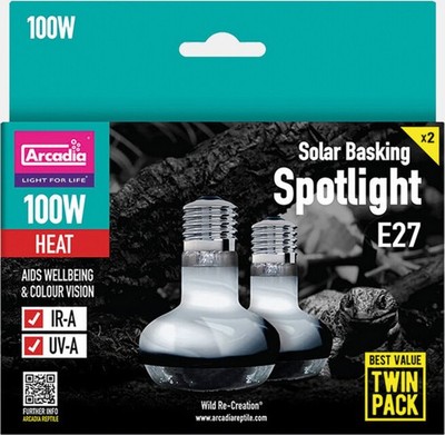 Arcadia 100W Spotlight Wärmelampe E27 2 Stück
