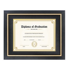 FramePro 8.5x11 Diploma Frame with 8.5X11 Black over Gold Mat,