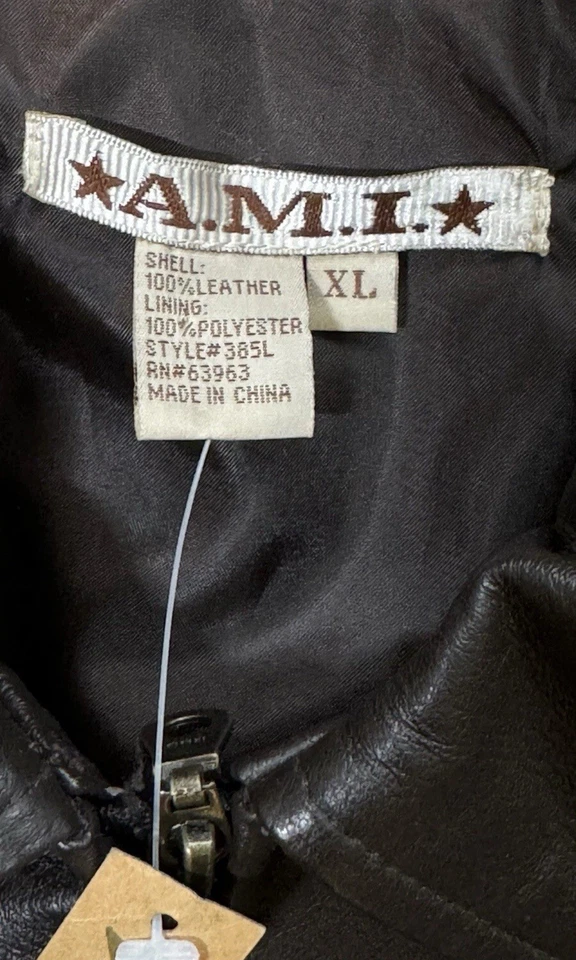 NWT AMI Black Leather Vest Size XL Dark Brown - Image 3 of 4