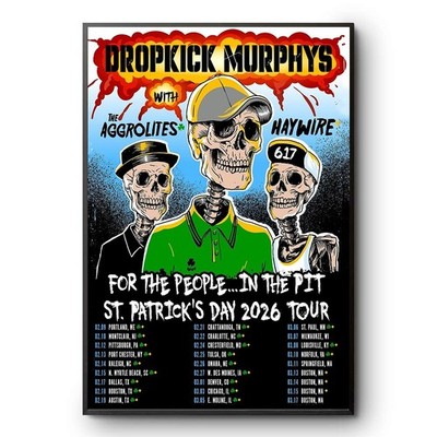 Dropkick Murphys St Patrick s Day Tour 2026 Poster Print Skeleton Art