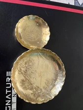 Arthur Armour Gold Aluminum Tray Art Deco Hammered Design. 2 Pieces