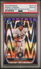 2023 BOWMAN CHROME PROSPECTS PURPLE RAYWAVE #BCP148 KENEDY CORONA 117/250 PSA 10