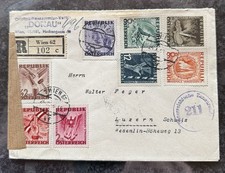 &Ouml;sterreich 1946 Reco Satzbrief Mi 776 - 783 Zensur gelaufen in die Schweiz