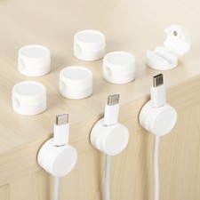 9Pack Cord Organizer Holder, Round Cable Clips, White
