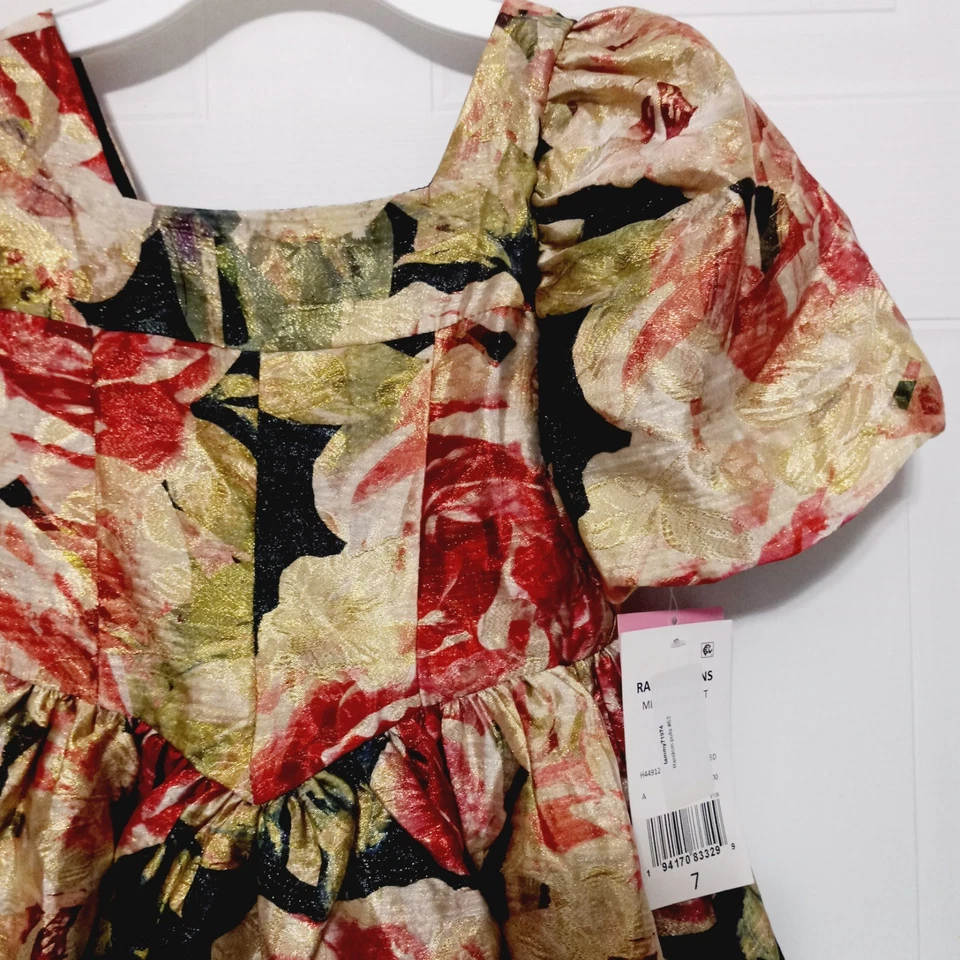 Nuevo con etiquetas Vestido Floral de Vacaciones Niñas Ediciones Raras Talla 6 Manga Abullonada Hilo Metálico Foto 3 de 4