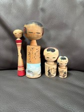 Japanese Kokeshi Wooden Doll Four Piece Set Dolls Collectible Collectible 13+