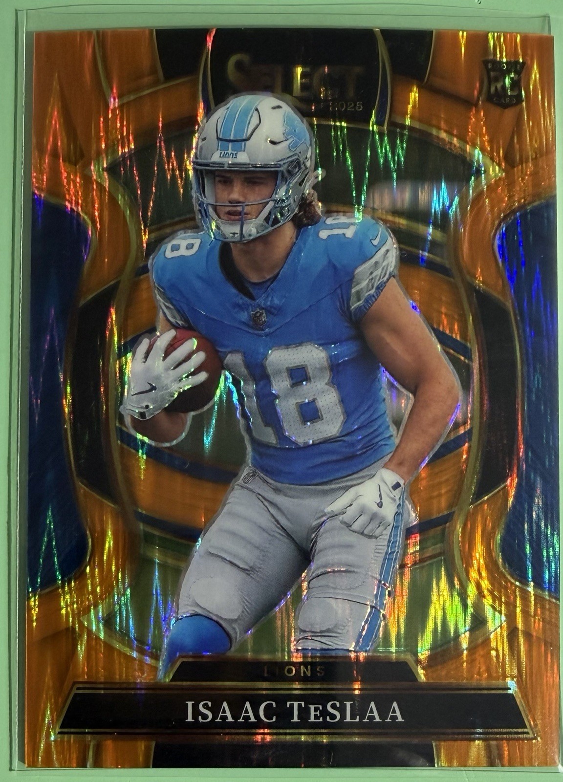 🦁LIONS🦁2025 Panini Select Orange Prism Shock Isaac TeSlaa #70 492/499 RC