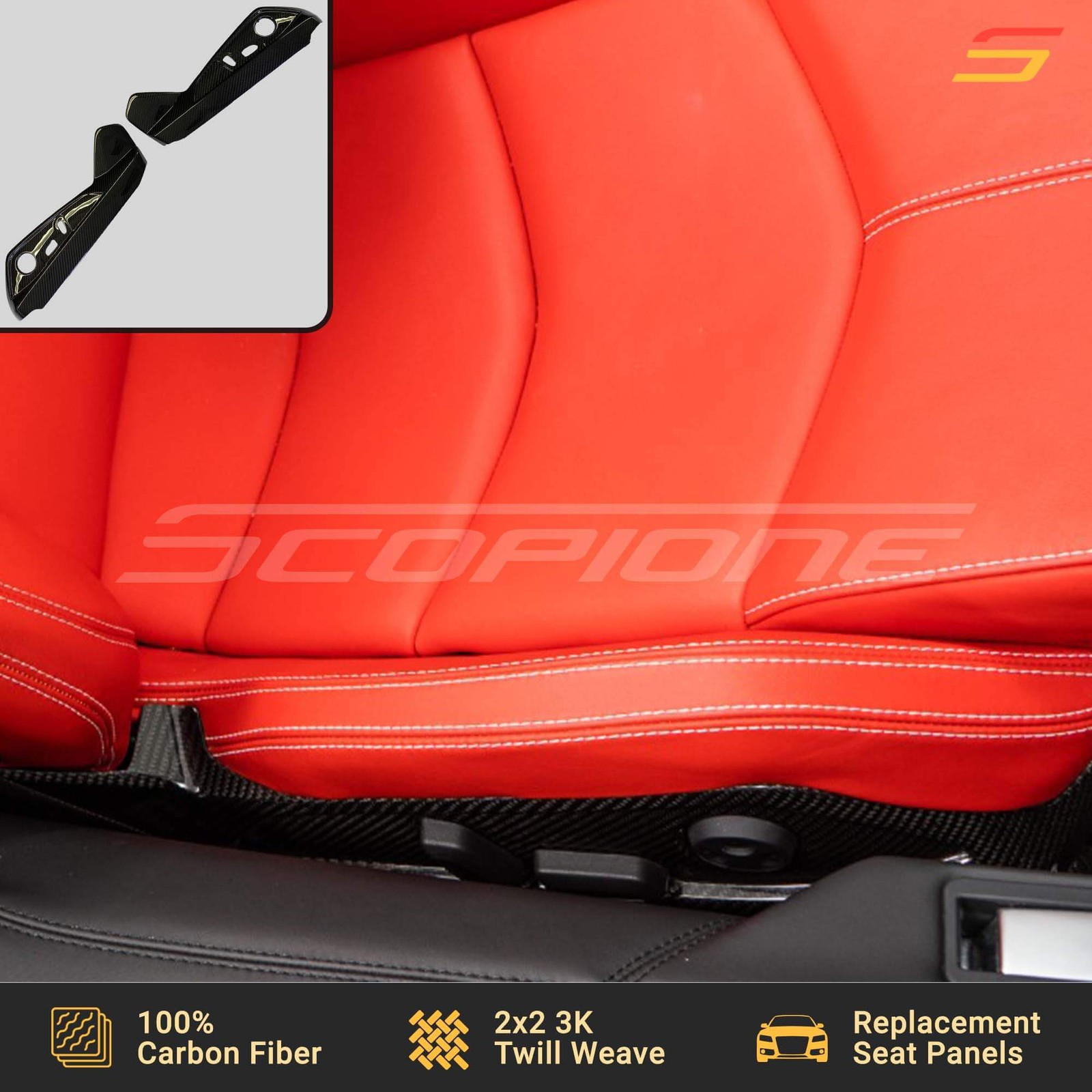 Scopione Carbon Fiber Seat Adjustment Side Covers Trim for Lamborghini Aventador
