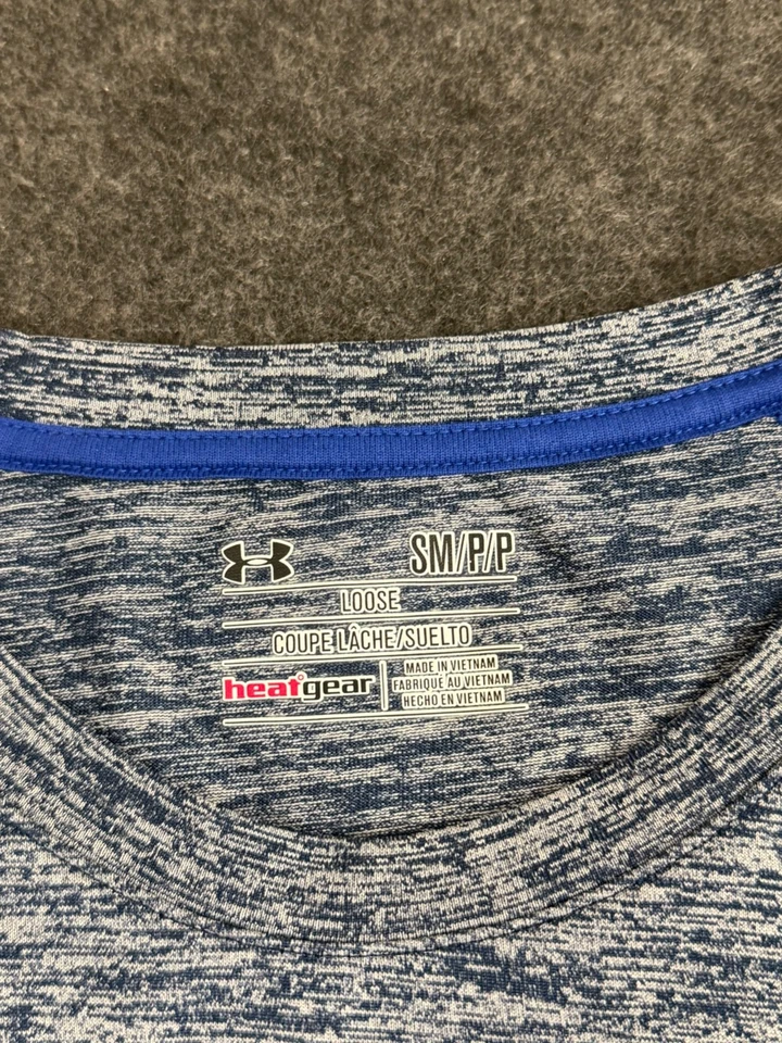 Under Armour HeatGear мужской маленький свободного активный повседневный рубашка синий длинным рукавом логотип - Изображение 3 из 4