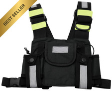 Universal Radio Harness Chest Rig Bag Pocket Pack Vest Fluorescent Green Two-Way