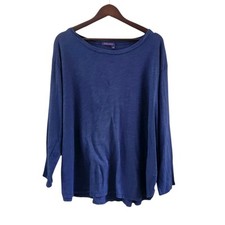 Fresh Produce Blue Cotton Top Shirt Tunic Made In USA 3/4 Sleeves Womens Size 3X