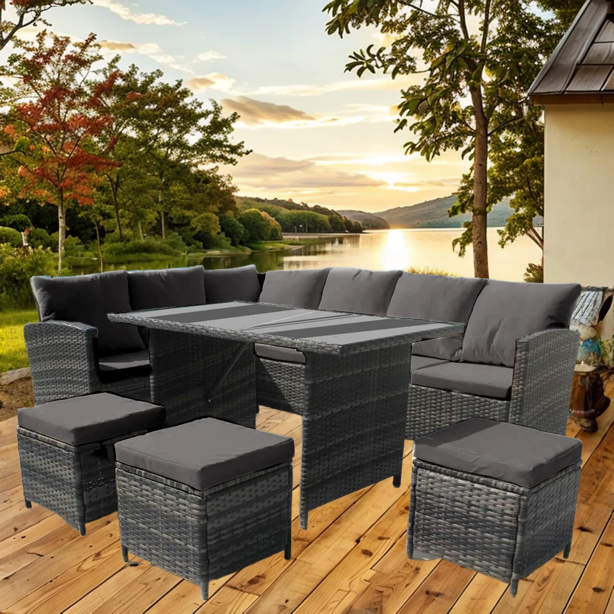 SEATER RATTAN GARDEN FURNITURE SET CHAIRS SOFA TABLE OUTDOOR
