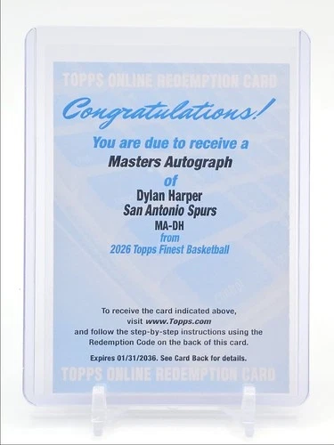 DYLAN HARPER 2025-26 TOPPS FINEST ROOKIE MASTERS AUTOGRAPH RC AUTO Q4520