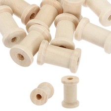 10Pcs Wooden Empty Spools 1" x 0.4" Sewing Thread Spool Wood Color
