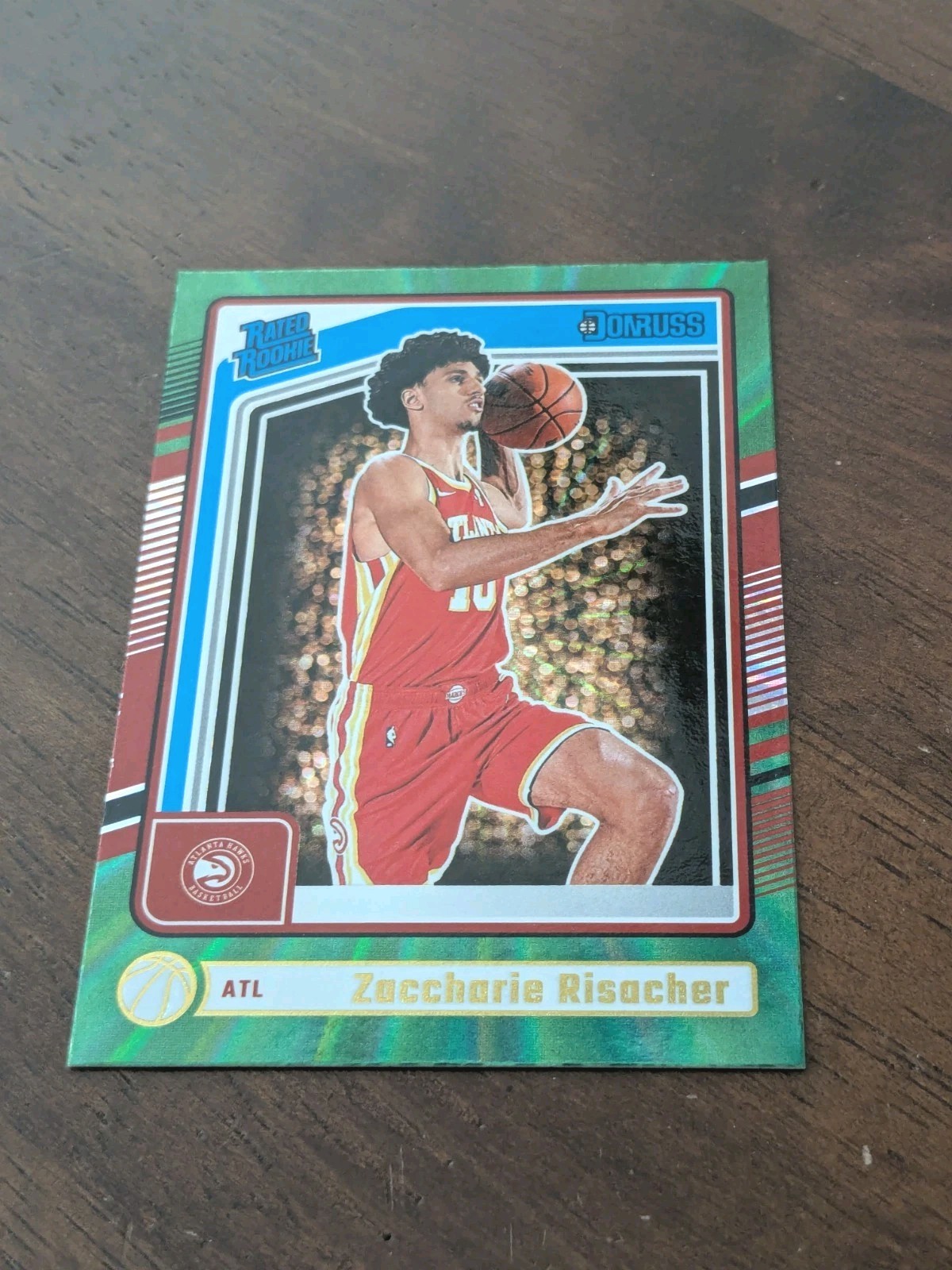 2024-25 Panini Donruss-Rated Rookie Zaccharie Risacher #219 Holo Green Laser