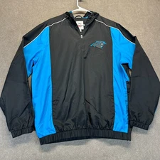 Carolina Panthers Jacket Men's L 1/4 Zip Pullover Double Sided Lined Hood G-III