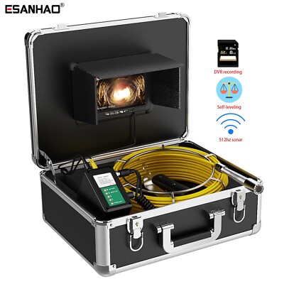 30M Pipe Inspection Camera Sewer Camera 512HZ Self Leveling 1000TVL 7'' 8GB DVR