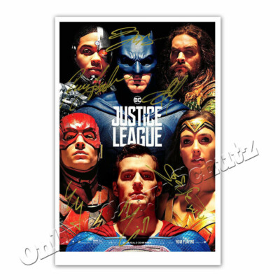 Justice League Cast mit Henry Cavil, Gal Gadot, Ezra Miller ++ Autogrammfoto