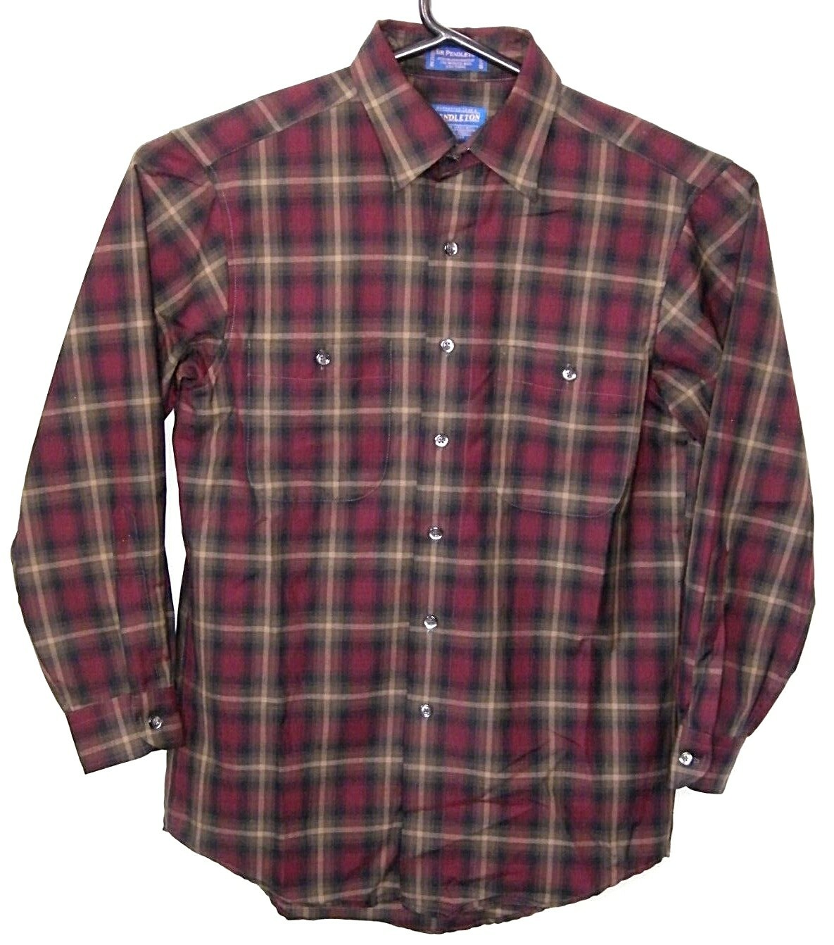 Sir PENDLETON Worsted Wool Button Up Shadow Plaid… - image 1