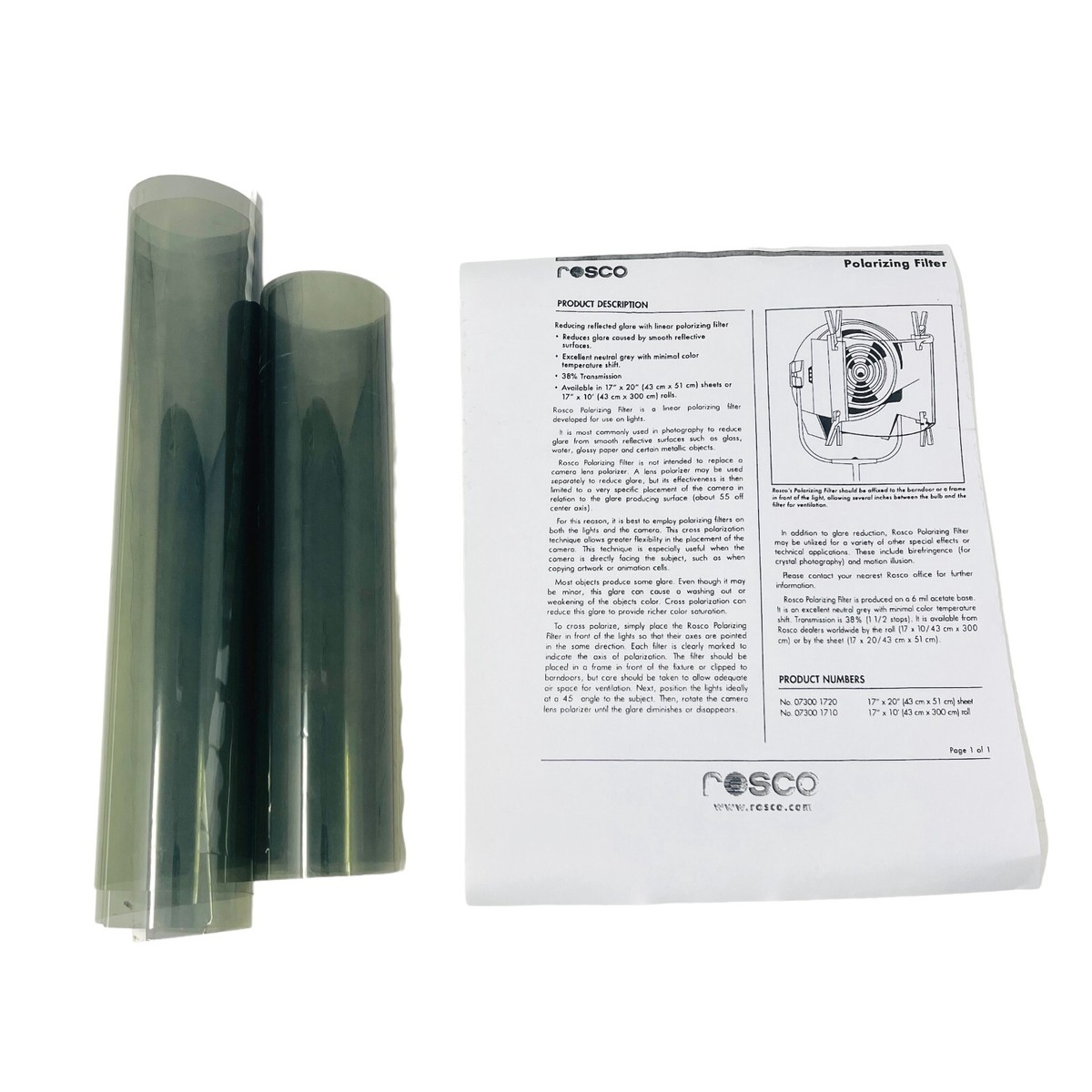 P roshop-ROSページ 2 pcs Rosco Polarized Roll Filter Lightscreen for Engineering