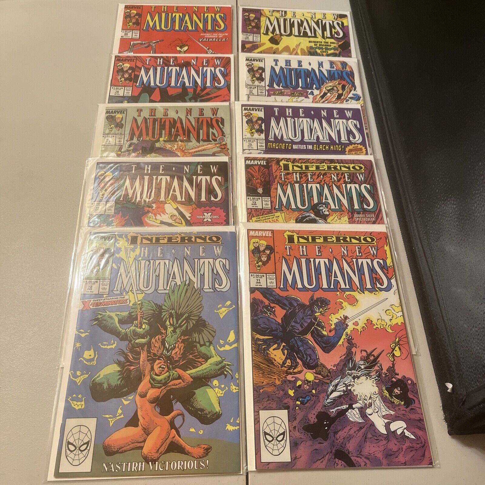 Lot of 10 1st Series 1983 Marvel New Mutants Issues #71 - #80 most VF condition