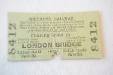 1928 Charing Cross to London Bridge Southern Railway Train Ticket