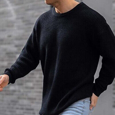 Winter New Round Neck Long Sleeves Casual Mens Pullover Oversized