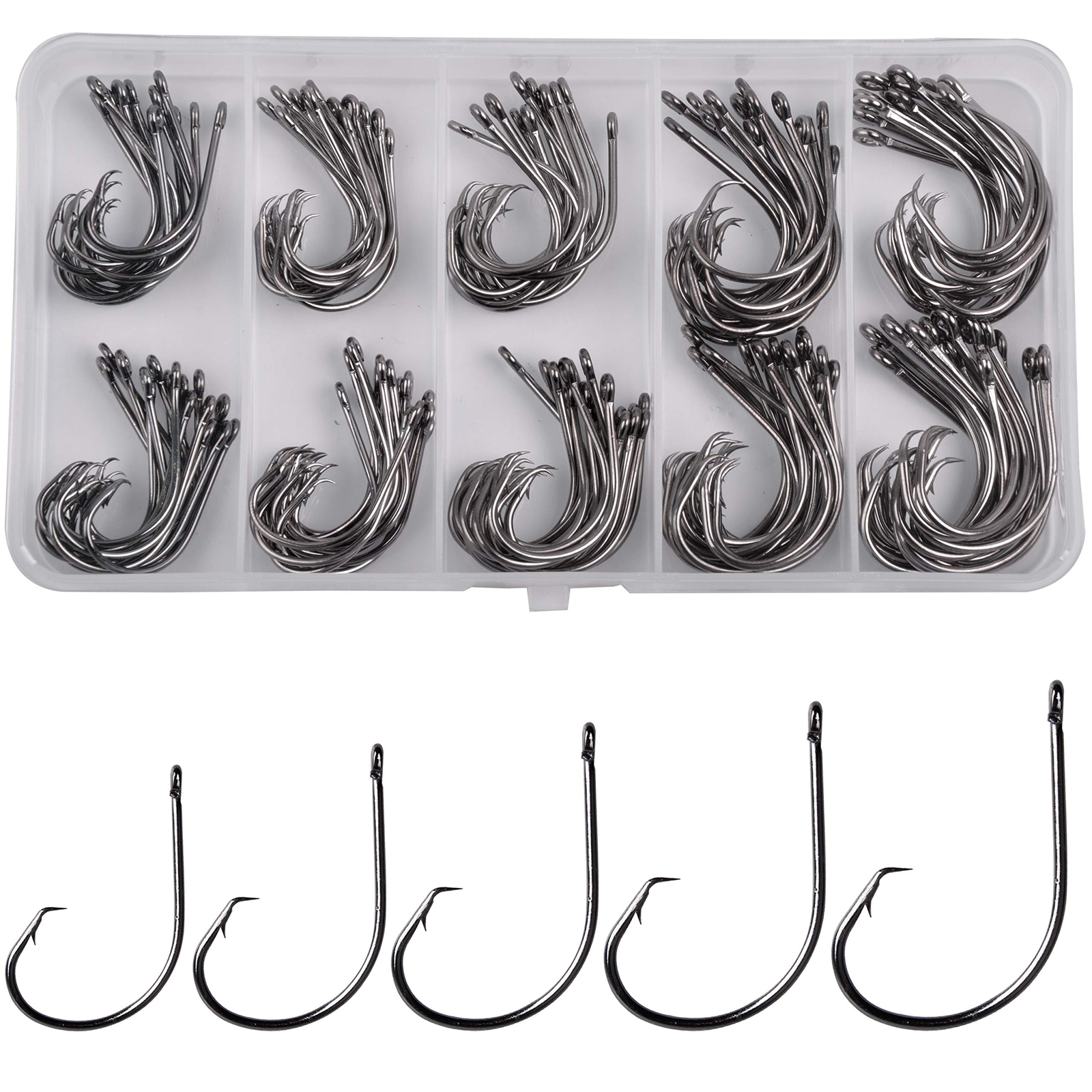 Circle Hooks Saltwater Fishing Hooks, 150pcs in-line Straight Eye Circle Hook...