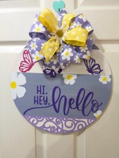 Welcome Sign for Front Door, Rustic round Wood Wreaths, Wall Hanging, Handmade