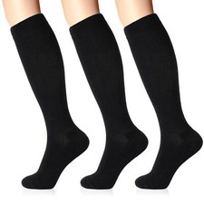 Compression Socks for Women and Men 3 Pairs 8-15 mmHg Cotton Knee High Suppor...