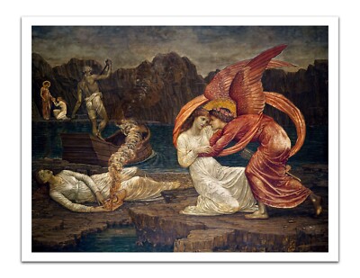 CUPID AND PSYCHE Edward Burne Jones (1881) Vintage Painting 17x22'' Premium Print